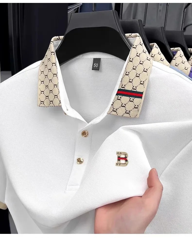 Summer Clothing Men Linen - Camisa polo masculina de manga curta