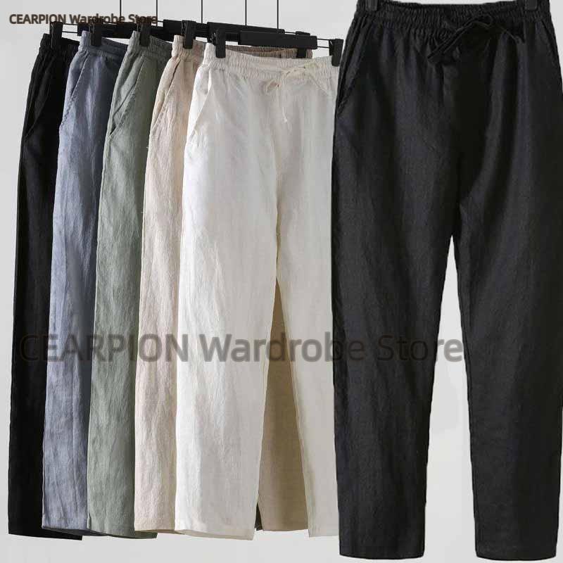 Summer Clothing Men Linen - Calças de Linho Estilo Chinês de