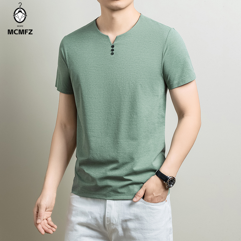 Summer Clothing Office - Camiseta Henley Básica Masculina Confortável em