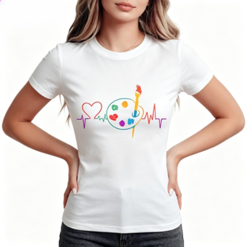 Summer Clothing Color Palette - Camiseta Casual Feminina Colorida com Estampa